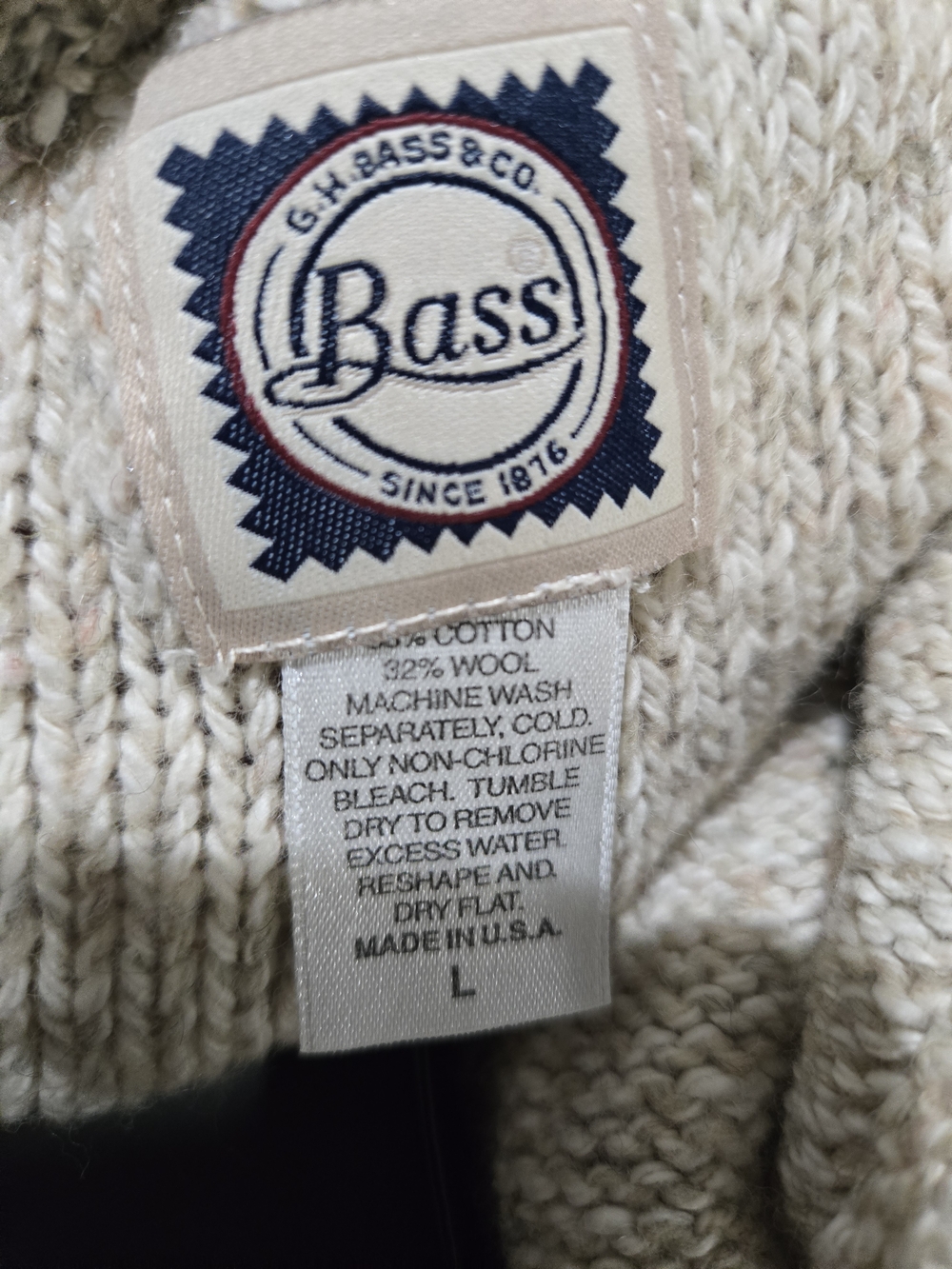 G.H. Bass & Co. Cream and Charcoal Marled Knit Sweater - Picture 3 of 3
